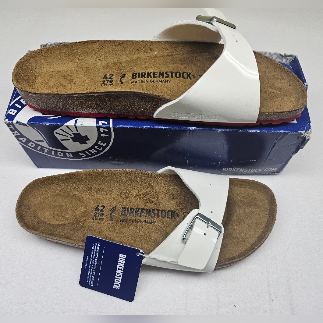 Birkenstock Madrid White Sandals Eu 42 Us 11 New With Damaged Box